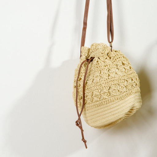 Beach Bag Crochet Drawstring - Cream