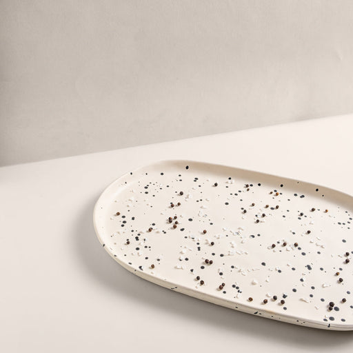 Ecology Speckle Polka Oval Platter - Cream
