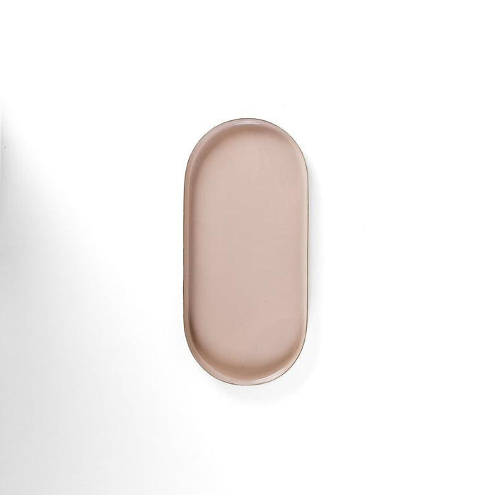 Oval Shaped Nested Metal Tray 3 Piece - Pink/Gold
