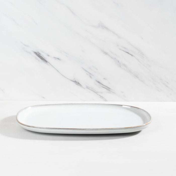 Stoneware Oval Plate Large - Light Grey