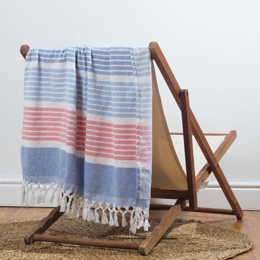 Towelling Fouta - Blue & Red