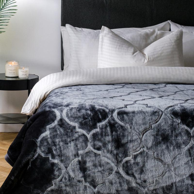 Whisper Soft Embossed Mink Blanket | Dark Grey – Whitehouse