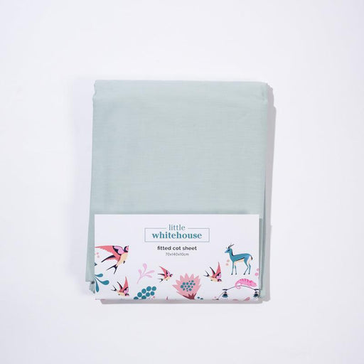 Little Whitehouse Cot Fitted Sheet - Duck Egg