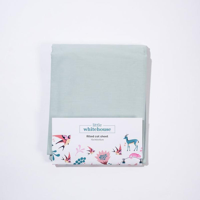Little Whitehouse Cot Fitted Sheet - Duck Egg