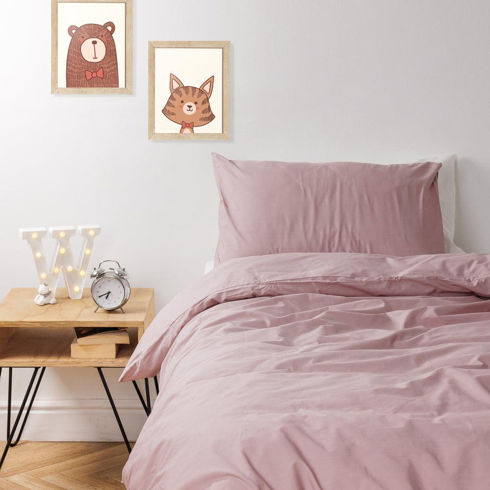 100% Cotton Kids Duvet Cover Set Dusty Pink-Duvet Cover Set