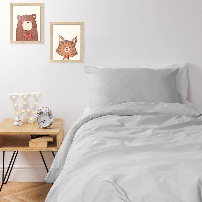 100% Cotton Kids Duvet Cover Set Light Grey-Duvet Cover Set