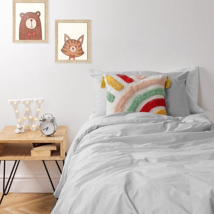 100% Cotton Kids Duvet Cover Set Light Grey-Duvet Cover Set