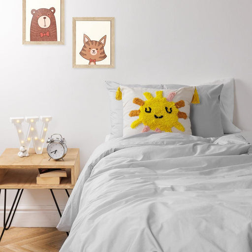 100% Cotton Kids Duvet Cover Set Light Grey-Duvet Cover Set