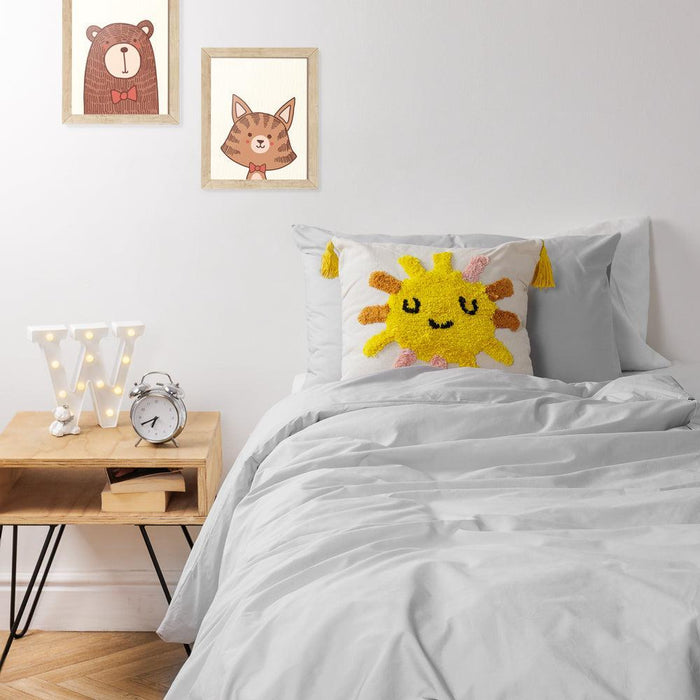 100% Cotton Kids Duvet Cover Set Light Grey-Duvet Cover Set