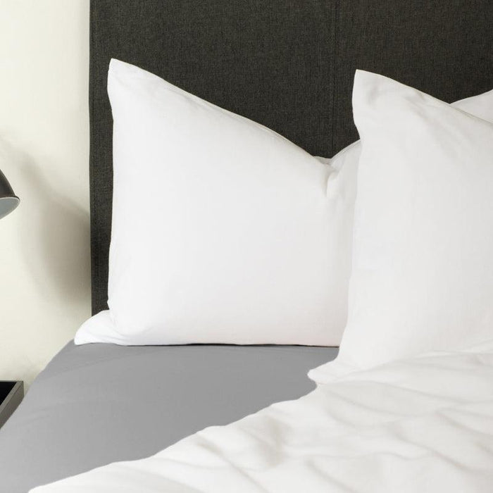 200 Thread Count Cotton Rich Percale Fitted Sheet - Light Grey-Fitted Sheet