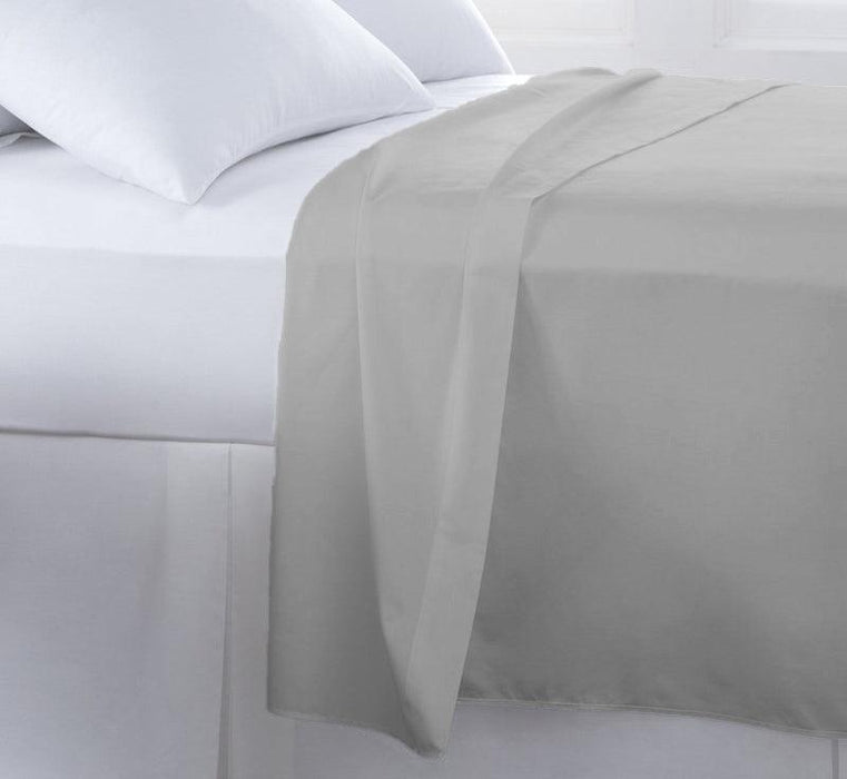 200 Thread Count Cotton Rich Percale Flat Sheet - Light Grey-Flat Sheet