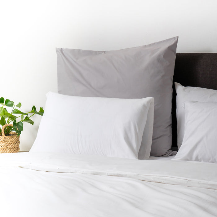 200 Thread Count Cotton Rich Percale Pillowcase - Light Grey-PILLOWCASE