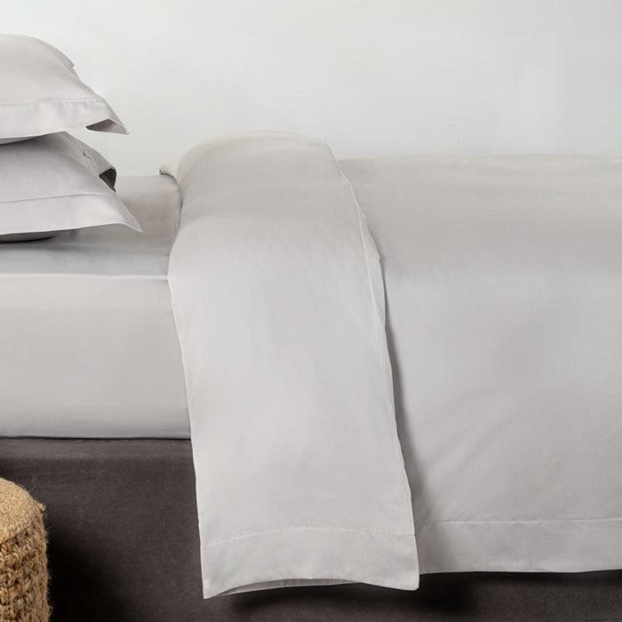 200 Thread Count Oxford Cotton Rich Percale Duvet Cover Set - Light Grey-DUVET COVER SET