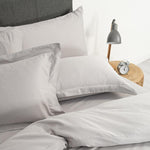 200 Thread Count Oxford Cotton Rich Percale Duvet Cover Set Light Grey