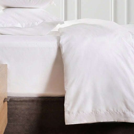 200 Thread Count Oxford Cotton Rich Percale Duvet Cover Set White-Duvet Cover Sets