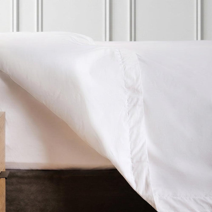 200 Thread Count Oxford Cotton Rich Percale Duvet Cover Set White-Duvet Cover Sets