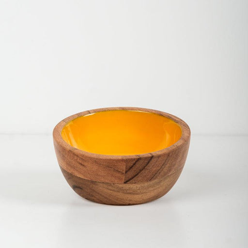 Acacia Wood Mini Bowl with Enamel inlay - Clementine/Natural