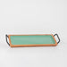 Acacia Wooden Serving Tray with Handles - Mint Enamel