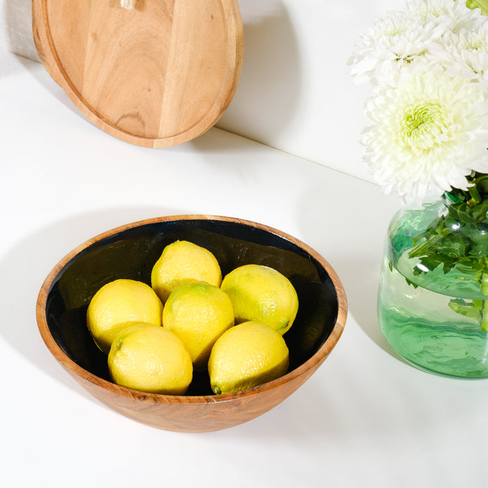 Acacia Wood Salad Bowl with Enamel - Dusk