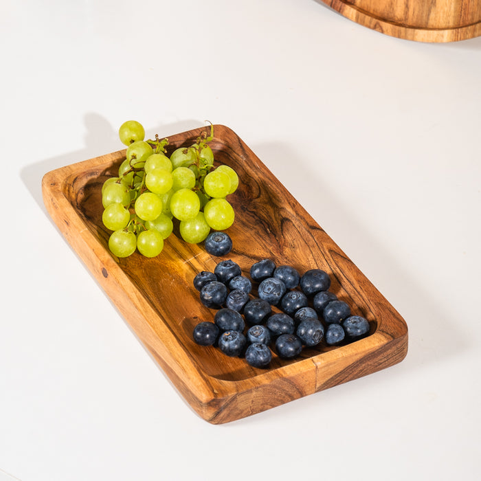 Acacia Wooden Rectangular Tray - Natural