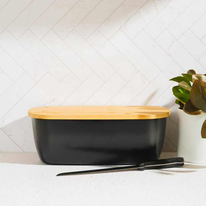 Bamboo Fibre Bread Bin - Black