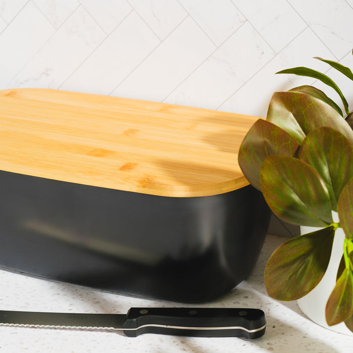 Bamboo Fibre Bread Bin - Black