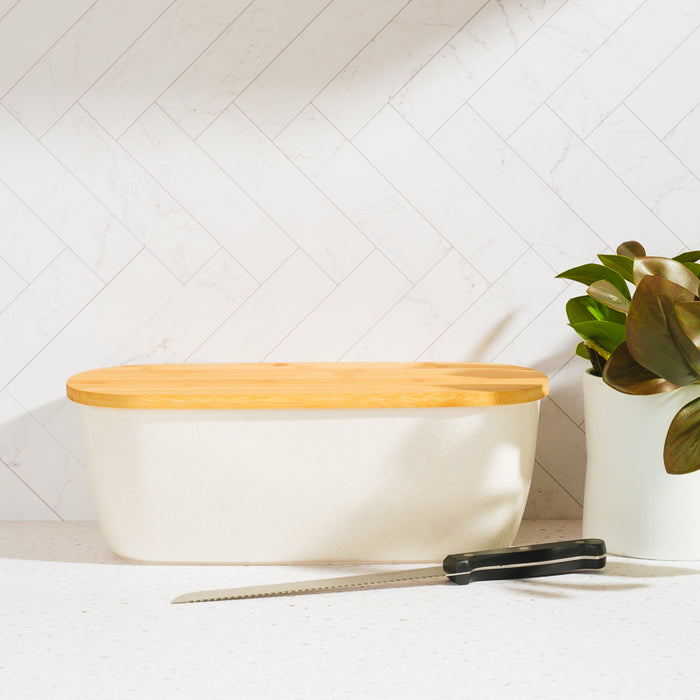 Bamboo Bread Bin - Cream