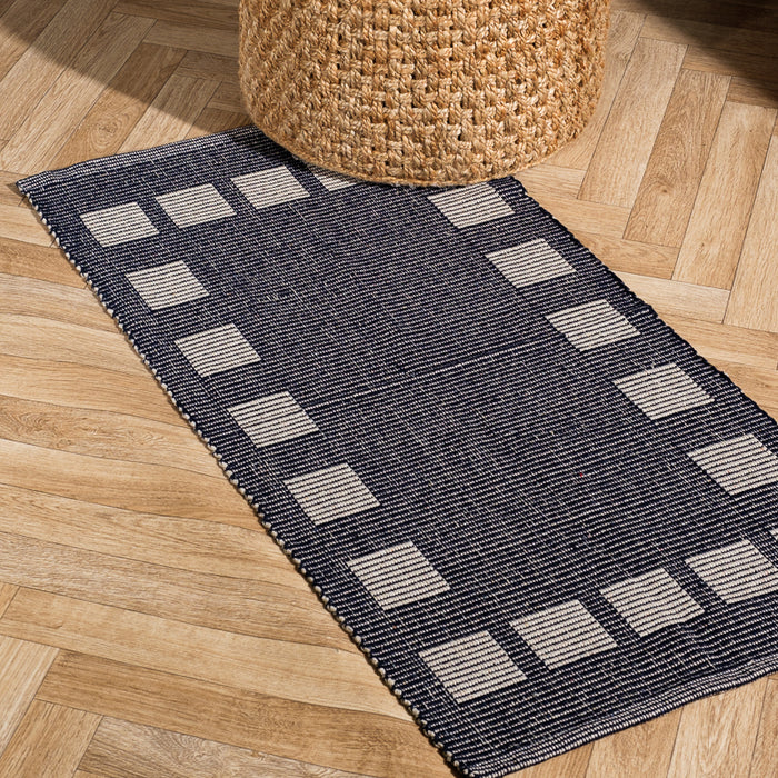 Big Box Pattern Rug Navy (60 x 120cm)