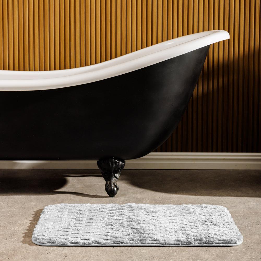 Brooklyn Jacquard Memory Foam Bathroom Mat Light Grey 2 Piece