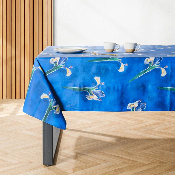 Carmel Designs Tablecloth Irises - Azure Blue