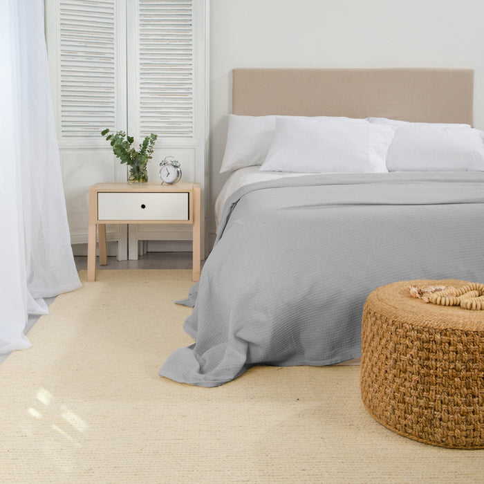 Waffle Blanket Throw - Light Grey