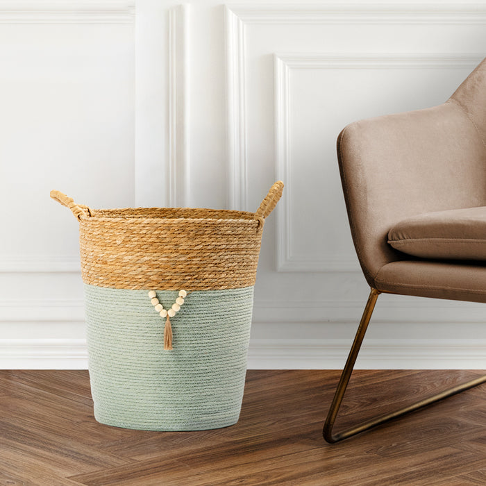 Conical Bulrush & Paper Basket - Moss