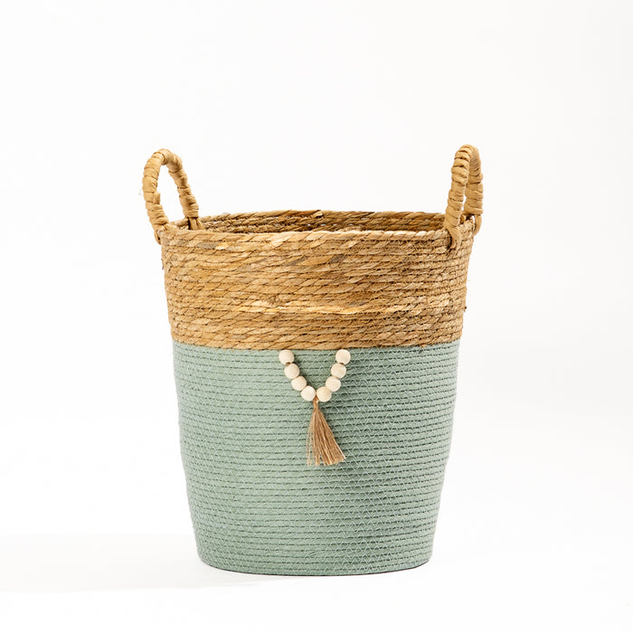 Conical Bulrush & Paper Basket - Moss