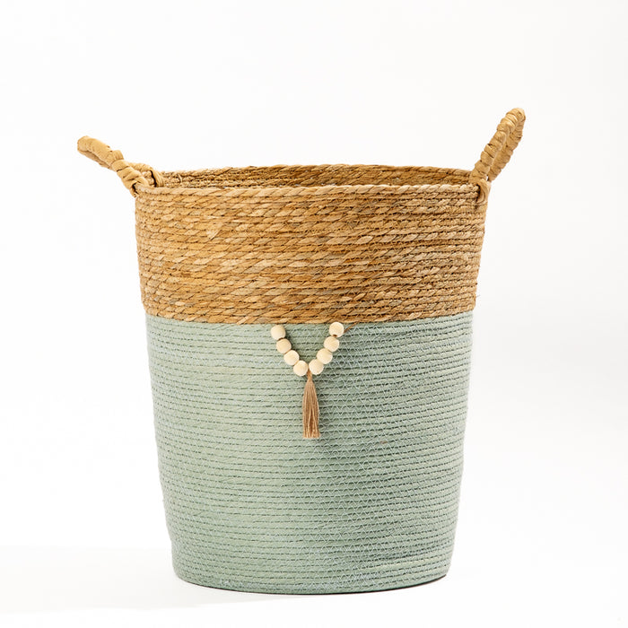 Conical Bulrush & Paper Basket - Moss