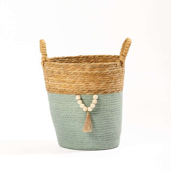 Conical Bulrush & Paper Basket - Moss