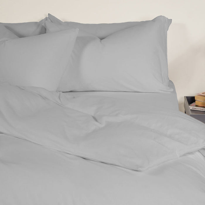 200 Thread Count Cotton Rich Percale Duvet Cover Set - Light Grey