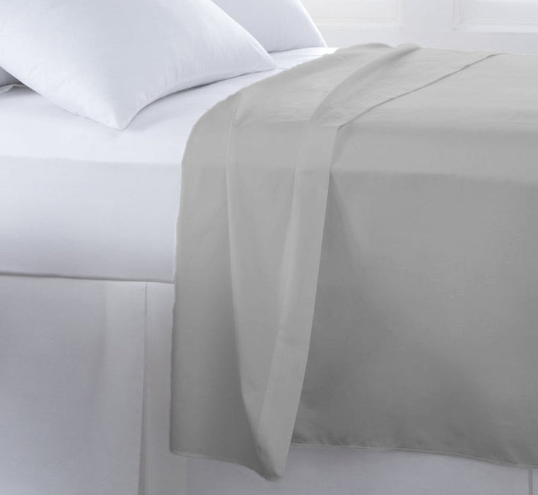 200 Thread Count Cotton Rich Percale Flat Sheet - Light Grey