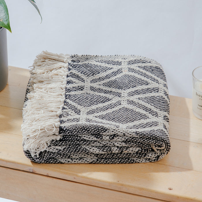 Cotton Bay Honeycomb Throw - Black