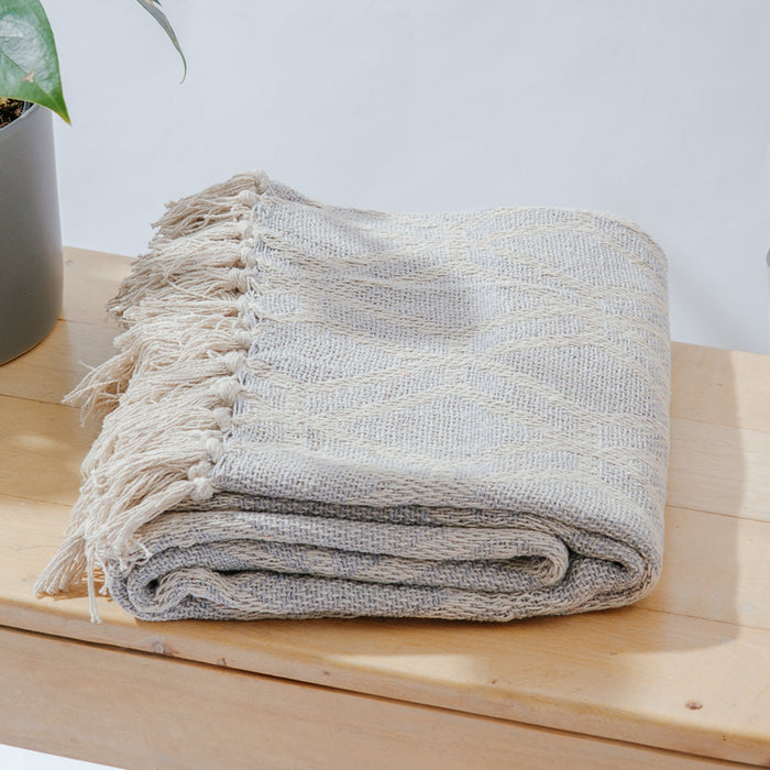 Cotton Bay Honeycomb Throw - Light Grey