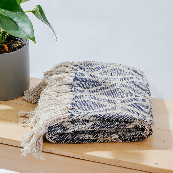 Cotton Bay Honeycomb Throw - Navy