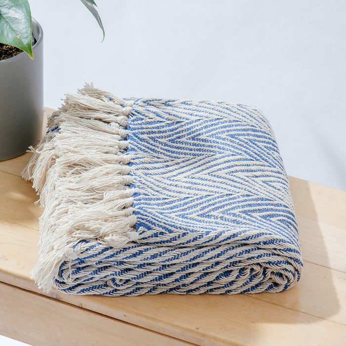 Cotton Bay Ladder Throw - Royal Blue