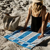 Cotton Bay Laguna Stripe Velour Beach Towel Royal Blue and Ash Grey