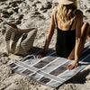 Cotton Bay Laguna Stripe Velour Beach Towel Steel and Ash Grey