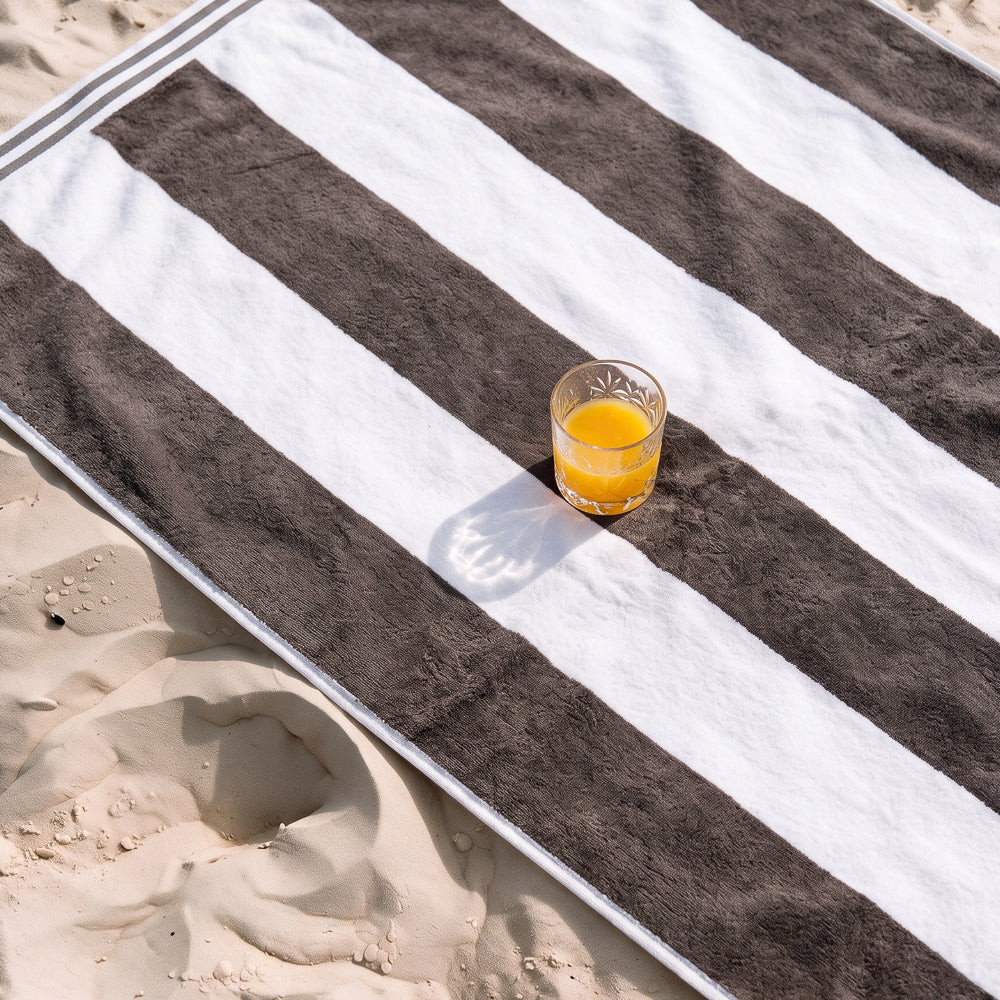 Cotton Bay Miami Cabana Beach Towel Charcoal