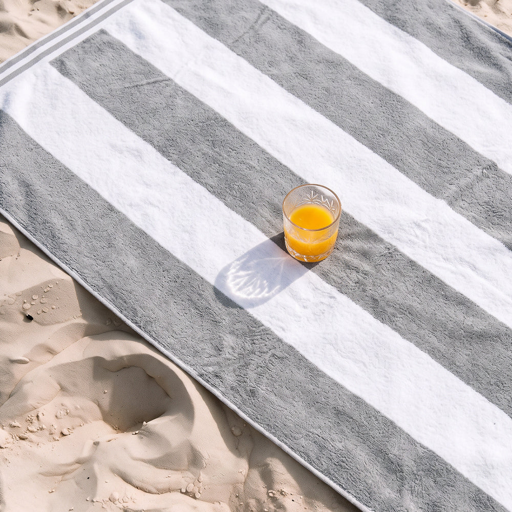 Cotton Bay Miami Cabana Beach Towel Light Grey
