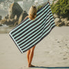 Cotton Bay Velour Stripe Beach Towel Calm Seaglass