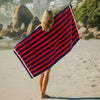 Cotton Bay Velour Stripe Beach Towel Crimson Coast
