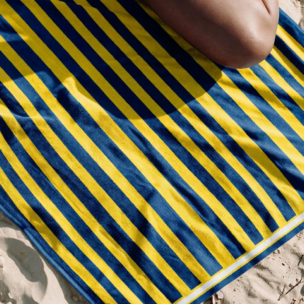 Cotton Bay Velour Stripe Beach Towel Golden Coastline