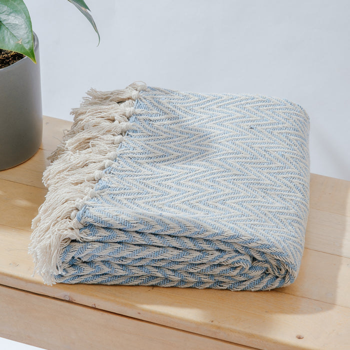 Cotton Bay Zig Zag Throw - Aqua