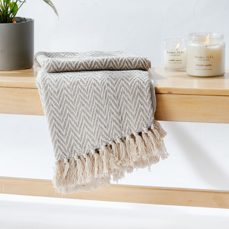 Light grey cotton throw sale